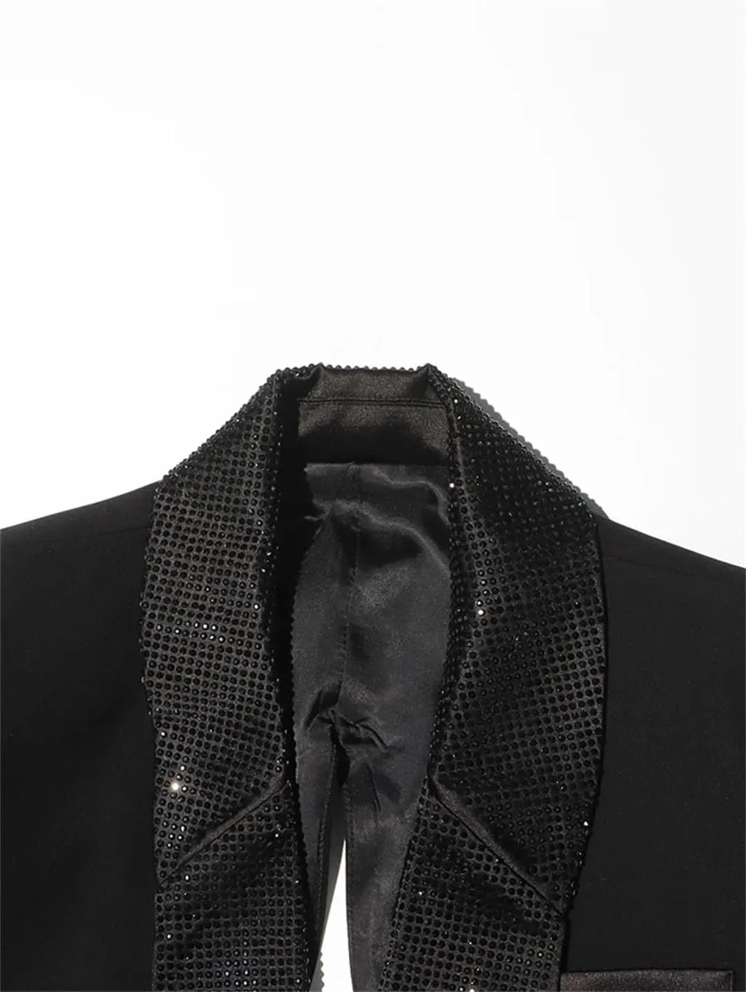 Women Solid Hollow Out Temperament Notched Collar Long Sleeve Patchwork Button Elegant Blazers