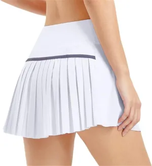 Women Tennis Pleated Skirt Summer Solid Skirts Sports Golf Dress Quick Dry Running Fitness Shorts with Pocket