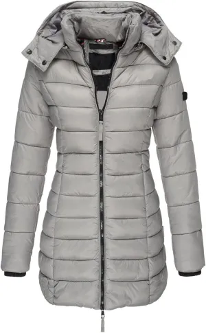 Women Ultra Light Down Jacket Packable Puffer Jacket Coat Hooded Mid Length Winter Outwear Gray