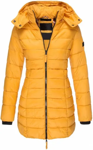 Women Ultra Light Down Jacket Packable Puffer Jacket Coat Hooded Mid Length Winter Outwear