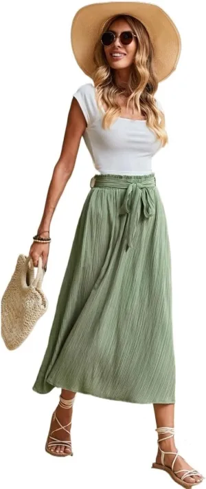 Women's 2025 Casual Maxi Long Skirts Slits Mid-Length Skirt