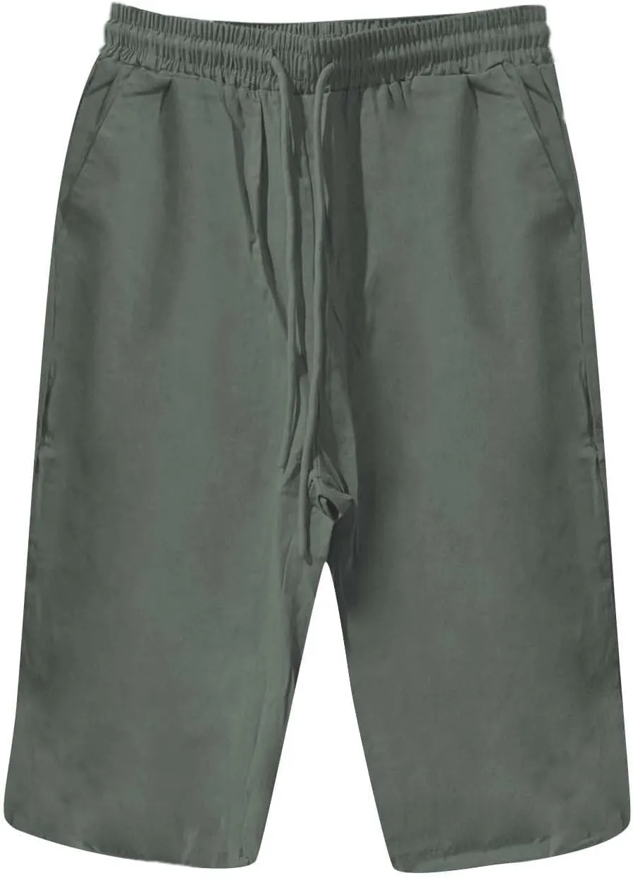 Women's Bermuda Shorts 2025 Summer Comfy Drawstring Pants Casual Knee Length Walking Long Shorts with Pockets