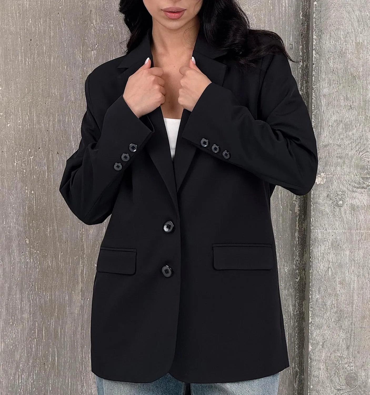 Womens Casual Blazers for Work Long Sleeve Jackets Boyfriend Blazer for Women Business Office Lightweight Jacket