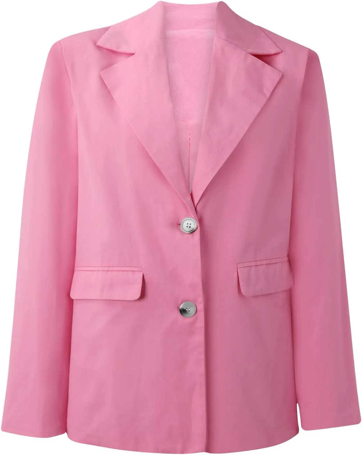 Womens Casual Blazers Long Sleeve Classic Two Button Lapel Collar Work Office Blazer Jackets Oversized Boyfriend Coat