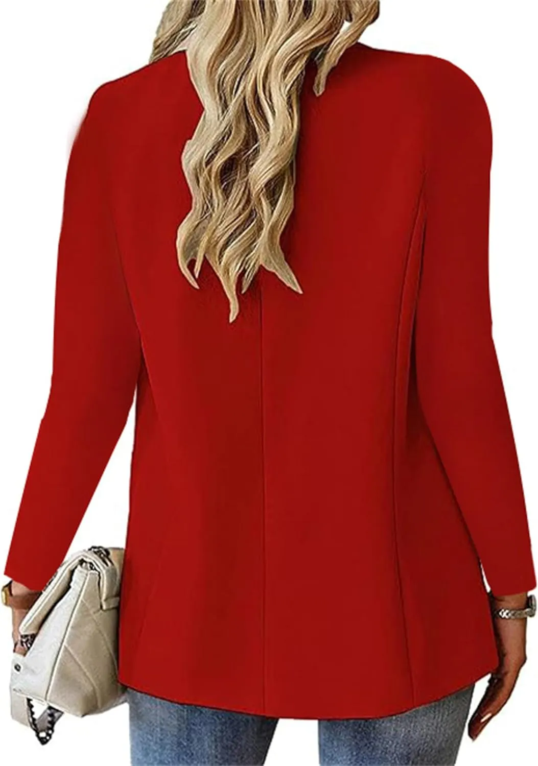 Womens Casual Blazers Work Business Open Front Long Sleeve Suit Jacket Notch Lapel Button Boyfriend Blazer