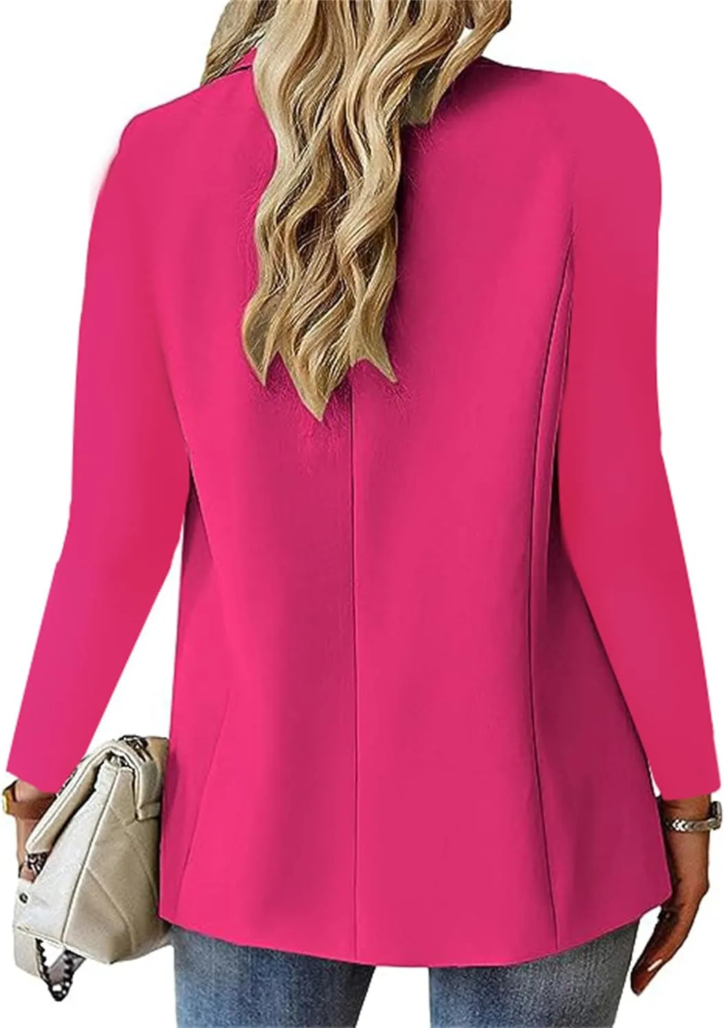 Womens Casual Blazers Work Business Open Front Long Sleeve Suit Jacket Notch Lapel Button Boyfriend Blazer