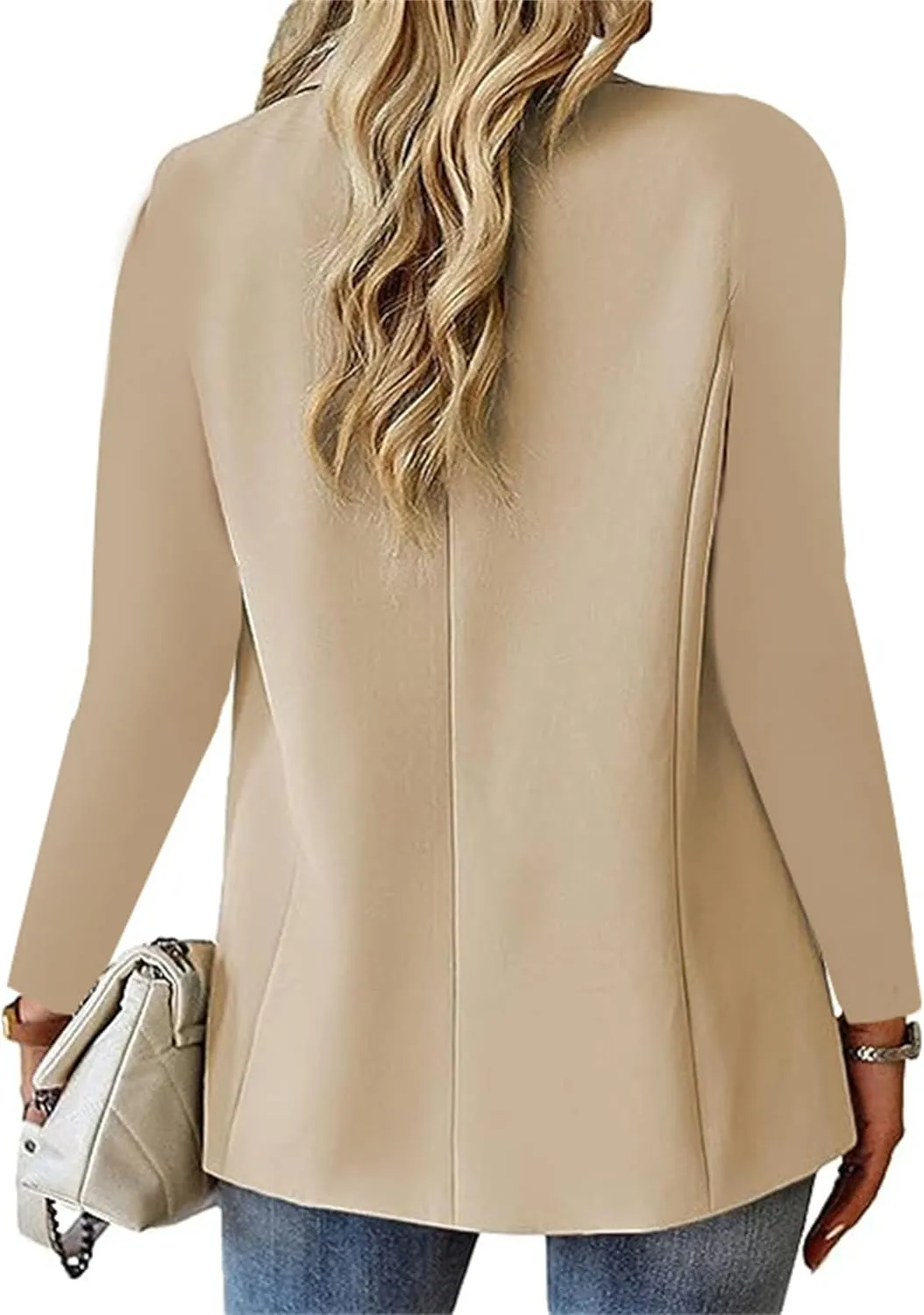 Womens Casual Blazers Work Business Open Front Long Sleeve Suit Jacket Notch Lapel Button Boyfriend Blazer