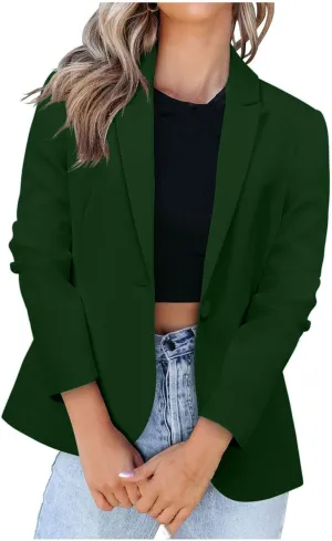 Womens Casual Dressy Blazer Jackets Long Sleeve Button Lapel Collar Cardigan Formal Business Work Office Suit Coat