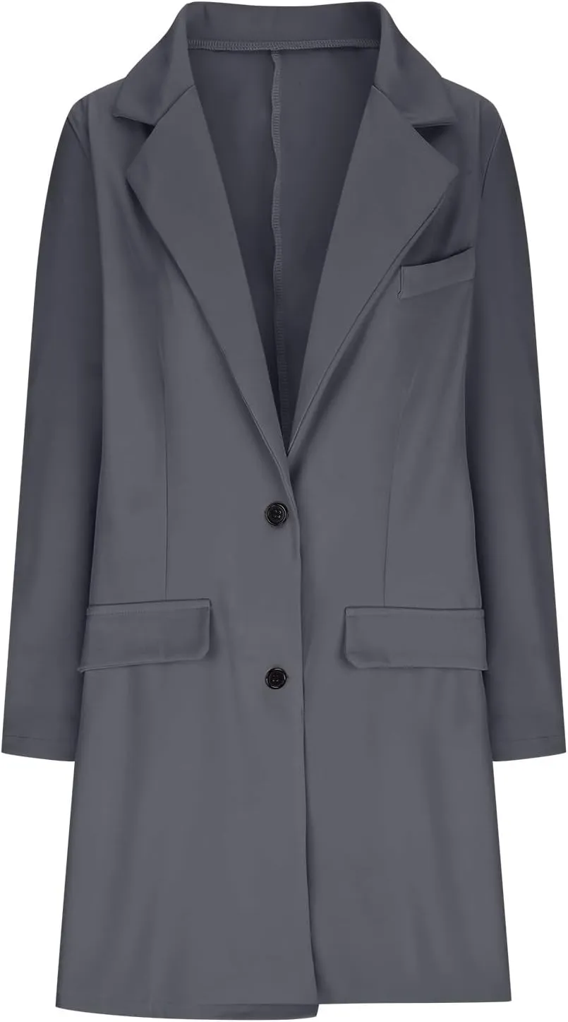 Womens Classic Formal Solid Blazers Long Sleeve Open Front Cardigans Casual Comfy Slim Jacket Work Business Clothes