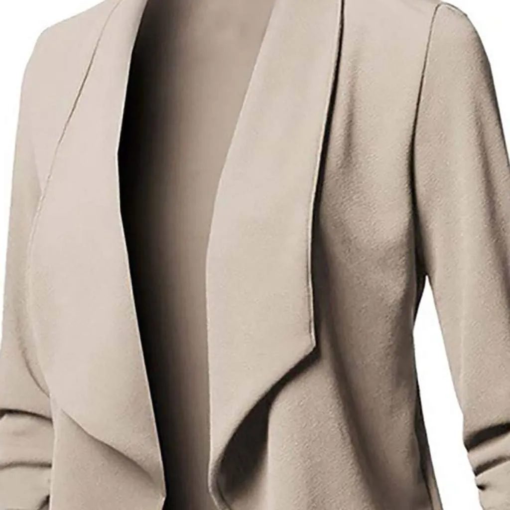 Womens Classic Simple Solid Blazers Long Sleeve Open Front Casual Jackets Soft Loose Fitted Cardigan Daily Work Suits