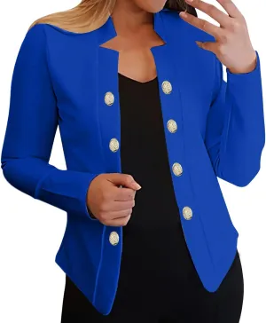 Women's Double Breasted Blazers Open Front Dressy Casual Notch Lapel Work Office Suit Jackets Business Outerwear Coat