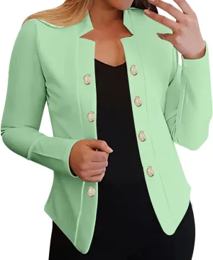 Women's Double Breasted Blazers Open Front Dressy Casual Notch Lapel Work Office Suit Jackets Business Outerwear Coat