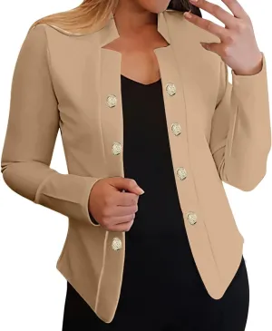 Women's Double Breasted Blazers Open Front Dressy Casual Notch Lapel Work Office Suit Jackets Business Outerwear Coat