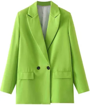 Women's Fall Spring Blazer Long Sleeve Work Office Jacket Blazers Solid Color Loose Fit Notch Lapel Suits Blazer