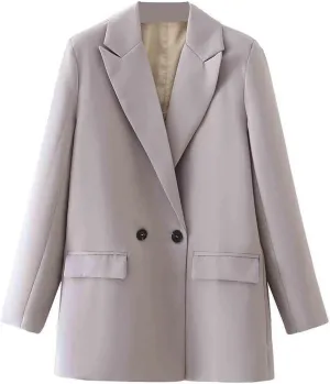 Women's Fall Spring Blazer Long Sleeve Work Office Jacket Blazers Solid Color Loose Fit Notch Lapel Suits Blazer