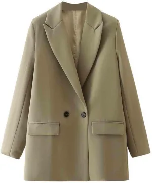 Women's Fall Spring Blazer Long Sleeve Work Office Jacket Blazers Solid Color Loose Fit Notch Lapel Suits Blazer