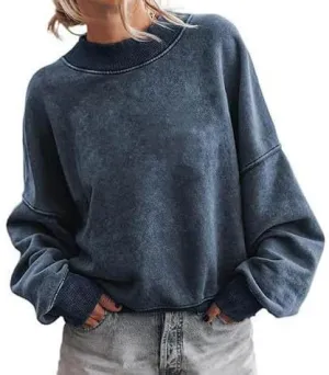 Womens Fashion Oversized Sweatshirt Teen Girls Y2k Long Sleeve Tops Crewneck Sweatshirts Casual Cropped Fleece Pullover
