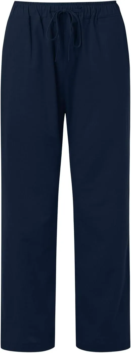 Women's Fashion Summer 2024 Linen Pants Summer Casual Wide Leg Loose Drawstring Trousers with Pockets Trendy