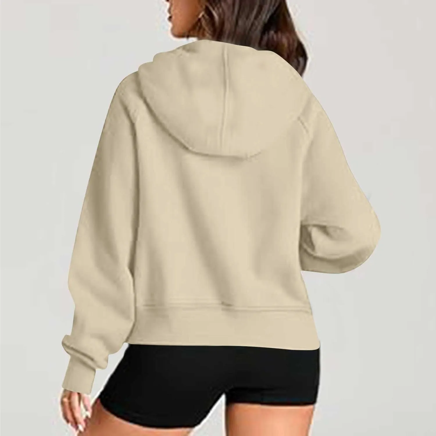 Womens Half Zip Up Hoodies Trendy Cropped Long Sleeve Loose Hooded Pullover Sweatshirt Fall y2k Outfits Clothes
