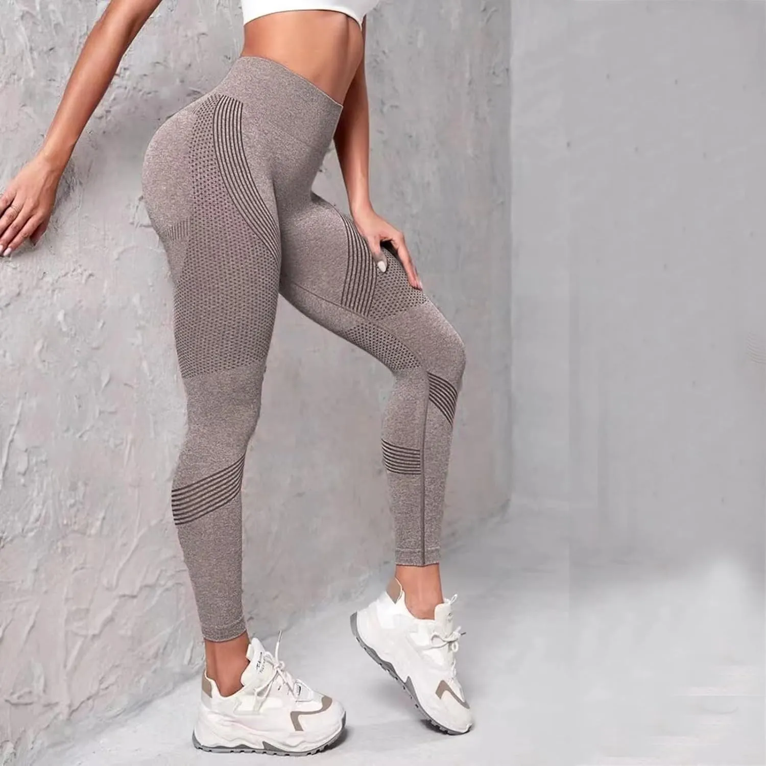Womens High Waist Yoga Pants Smile Contour Tummy Control Slimming Booty Leggings Workout Running Butt Lift Tights