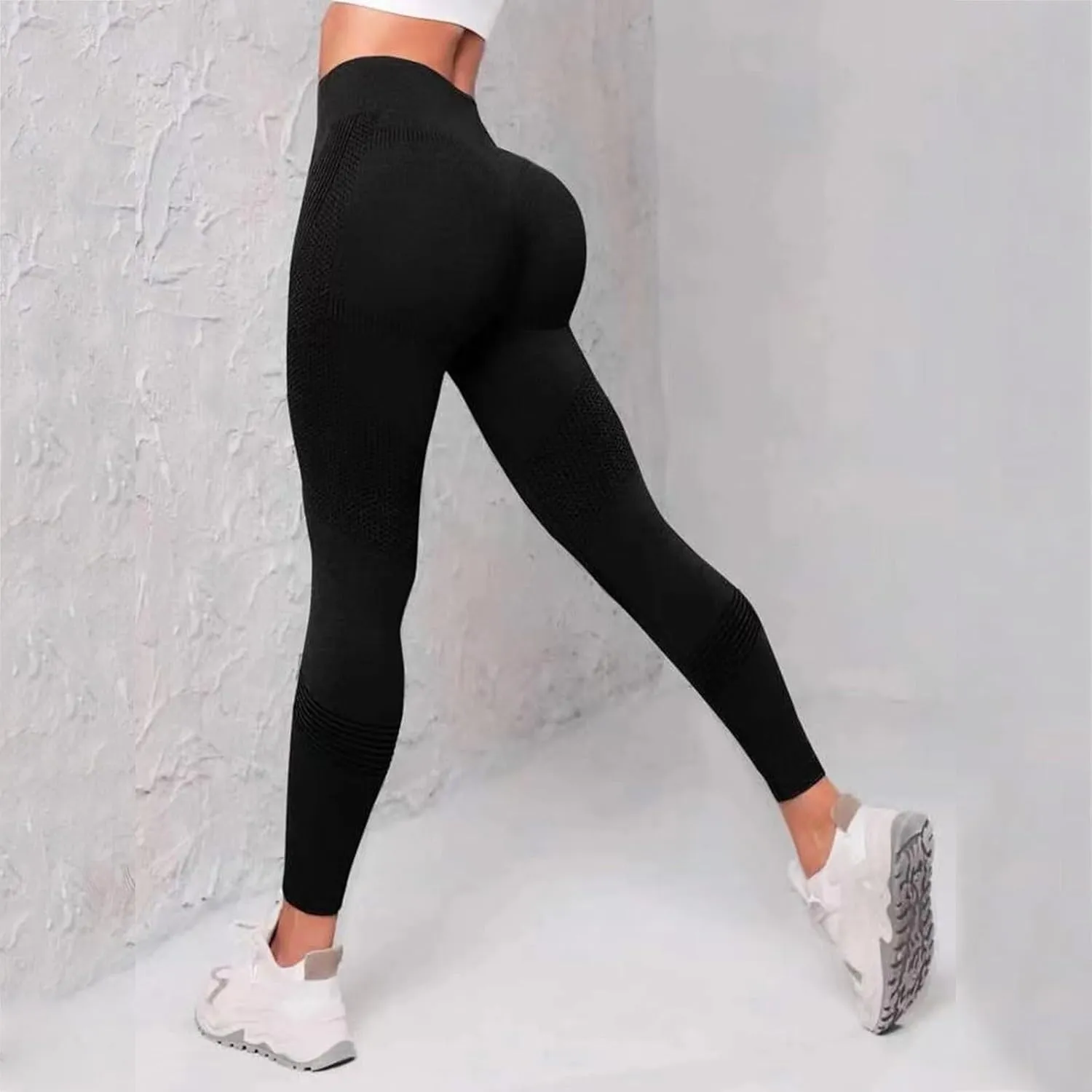 Womens High Waist Yoga Pants Smile Contour Tummy Control Slimming Booty Leggings Workout Running Butt Lift Tights