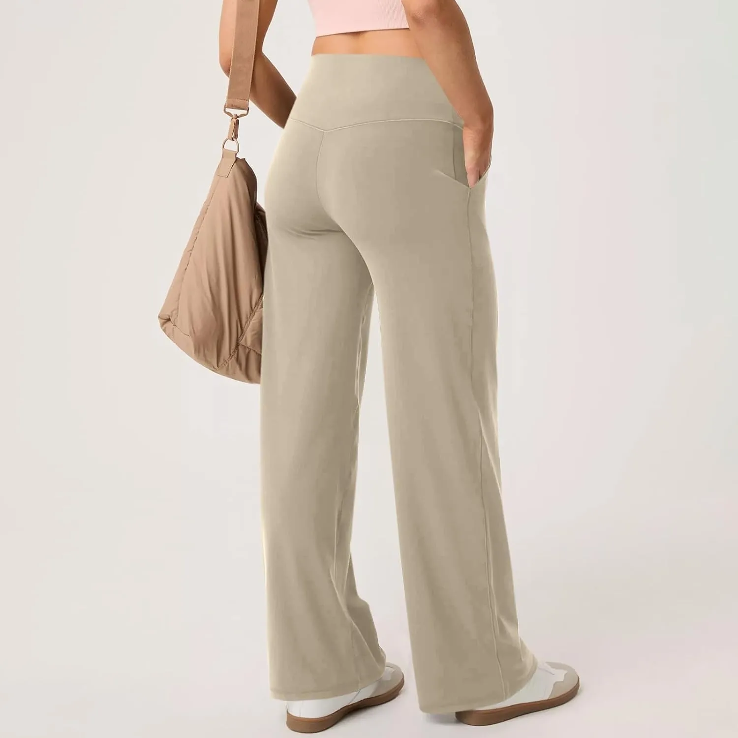 Womens High Waist Yoga Pants Wide Leg Lightweight Buttery Soft Sports Joggers Trousers Pocket Casual Dressy Slacks