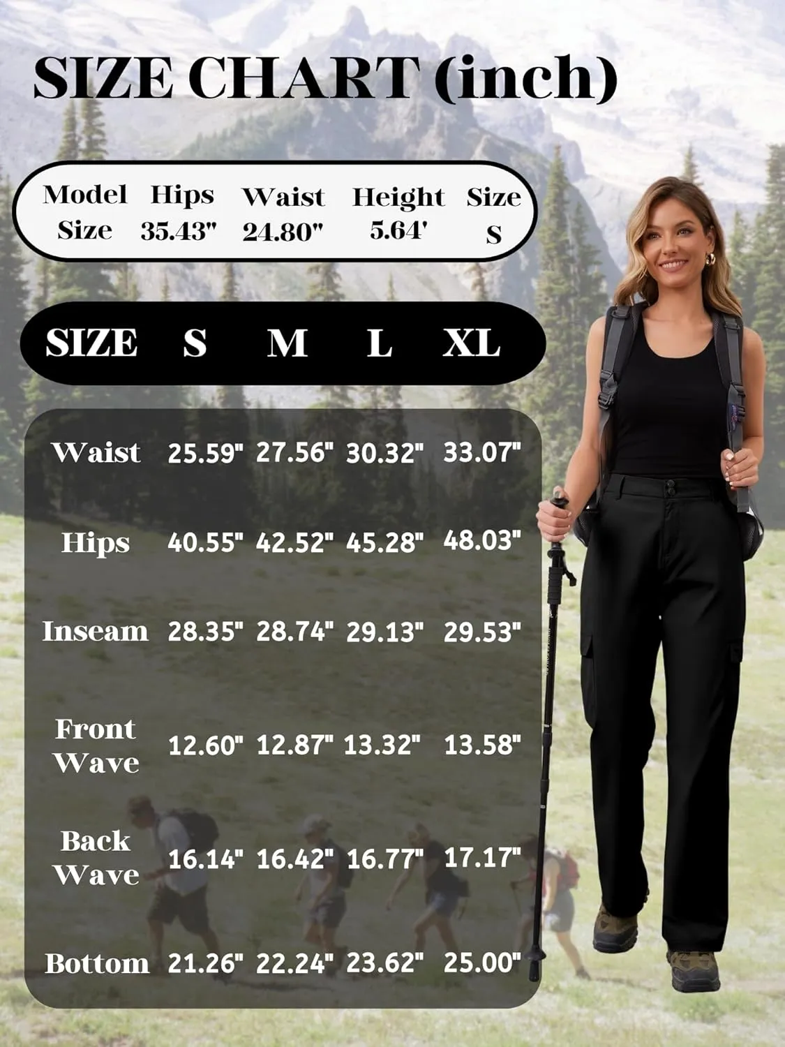 Womens Hiking Cargo Pants Waterproof Lightweight Outdoor Travel Pants with Pockets Quick Dry Tactical Work Trousers