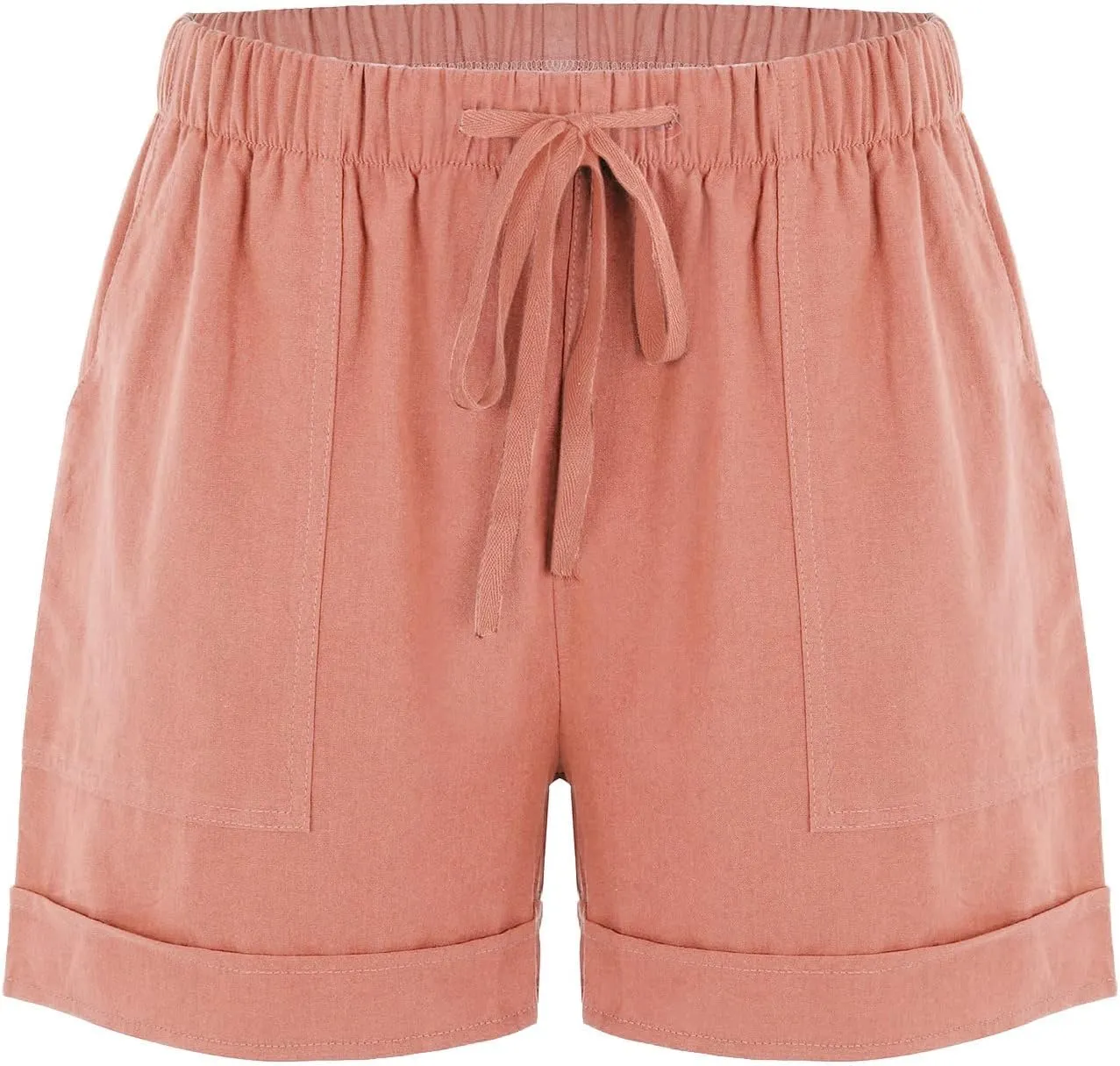 Womens Linen Shorts with Pockets High Waisted 2025 Summer Shorts Fashion Beach Cruise Shorts Soft Loungewear