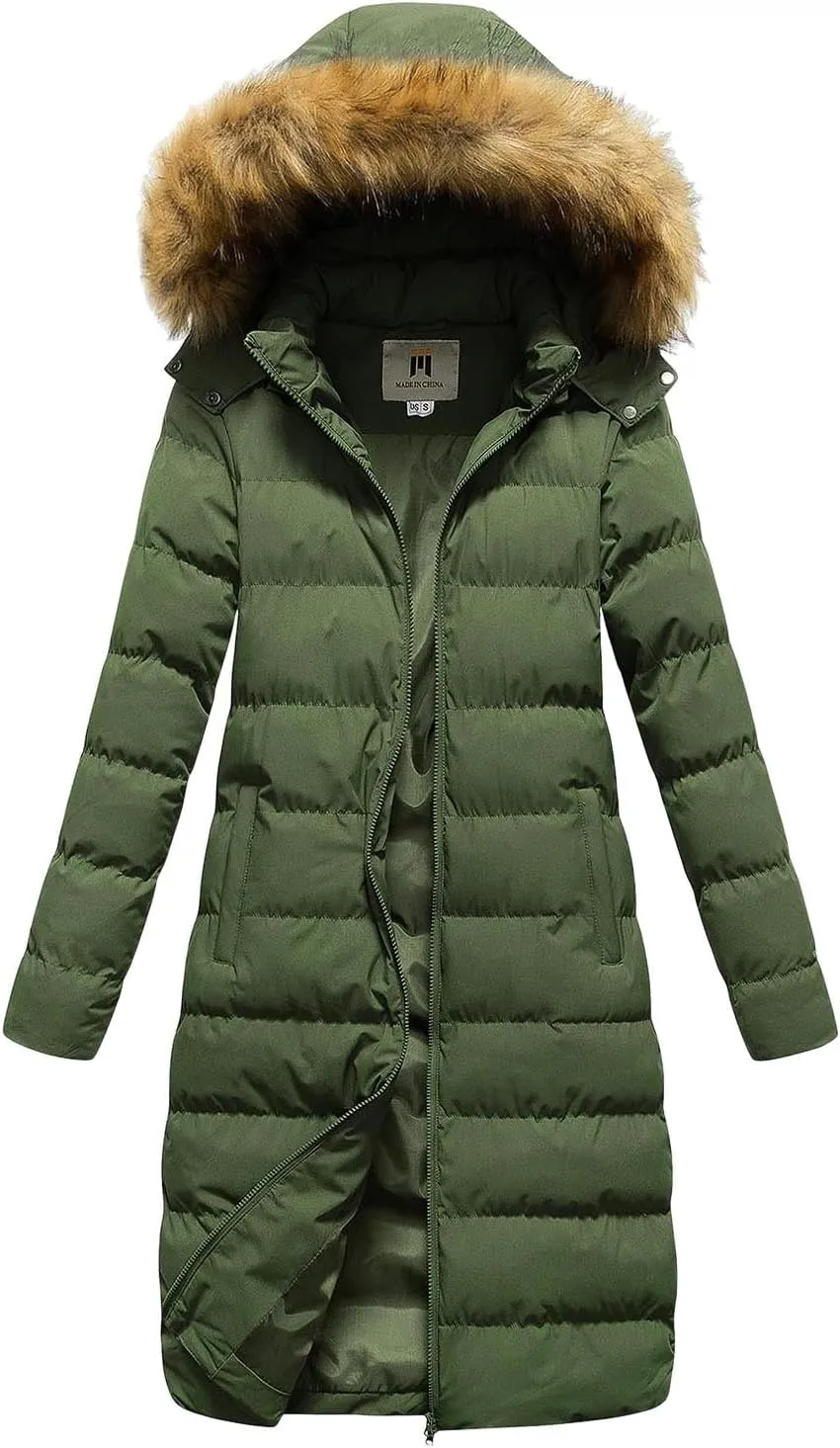 Womens Long Puffer Jacket Lightweight Packable Down Coat Casual Hooded Full Zip Quilted Outwear 2024 Winter Warm Coats