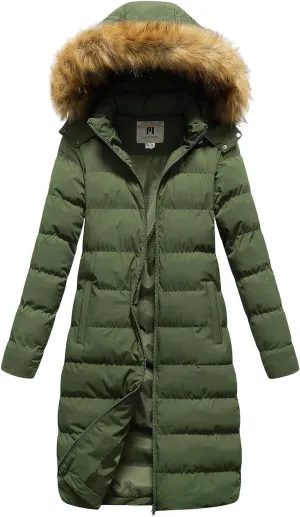 Womens Long Puffer Jacket Lightweight Packable Down Coat Casual Hooded Full Zip Quilted Outwear 2024 Winter Warm Coats