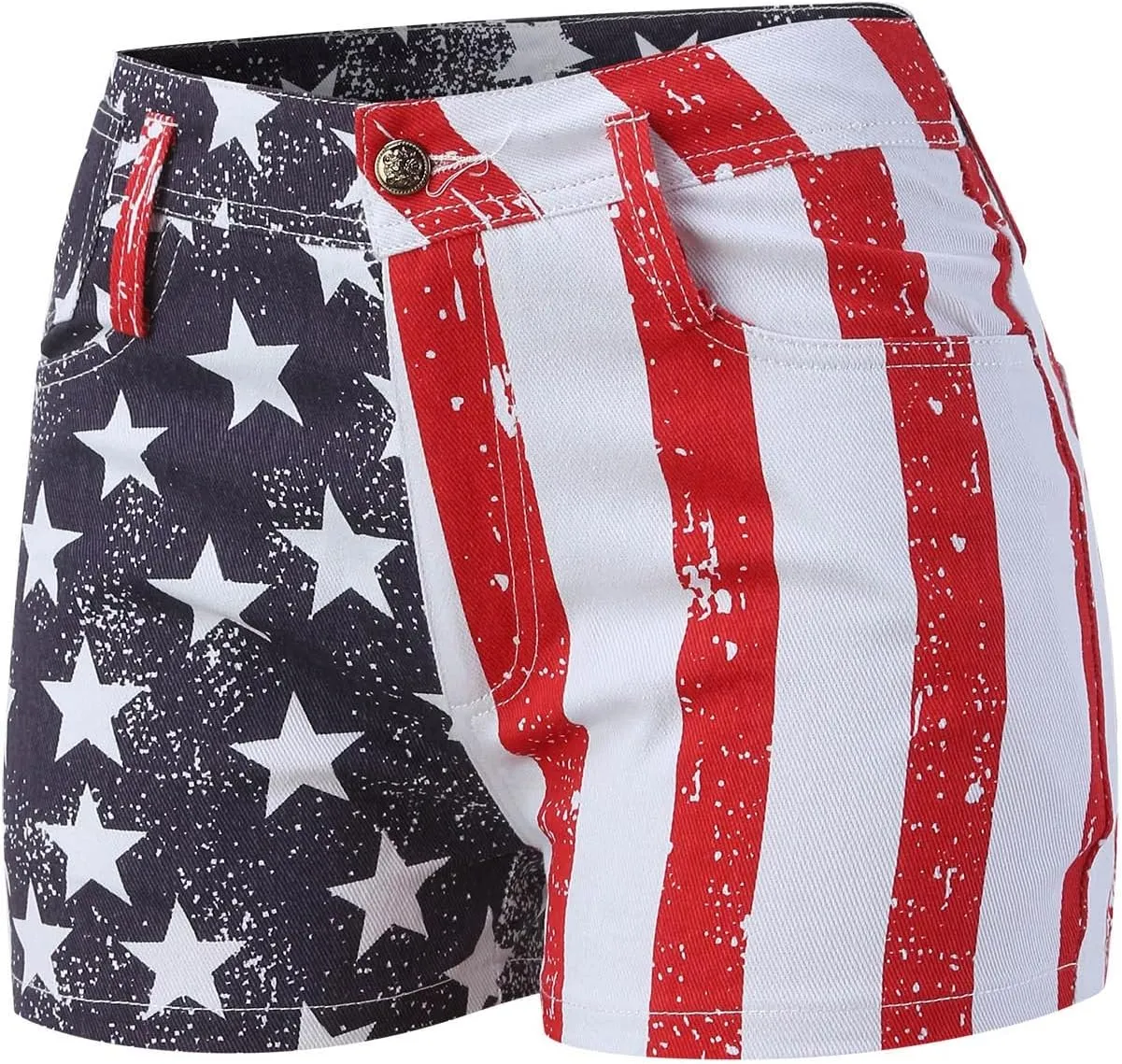 Women's Ripped American Flag Printed Denim Shorts High Waisted Frayed Hem Casual Jeans Shorts Womens Bathing Suit
