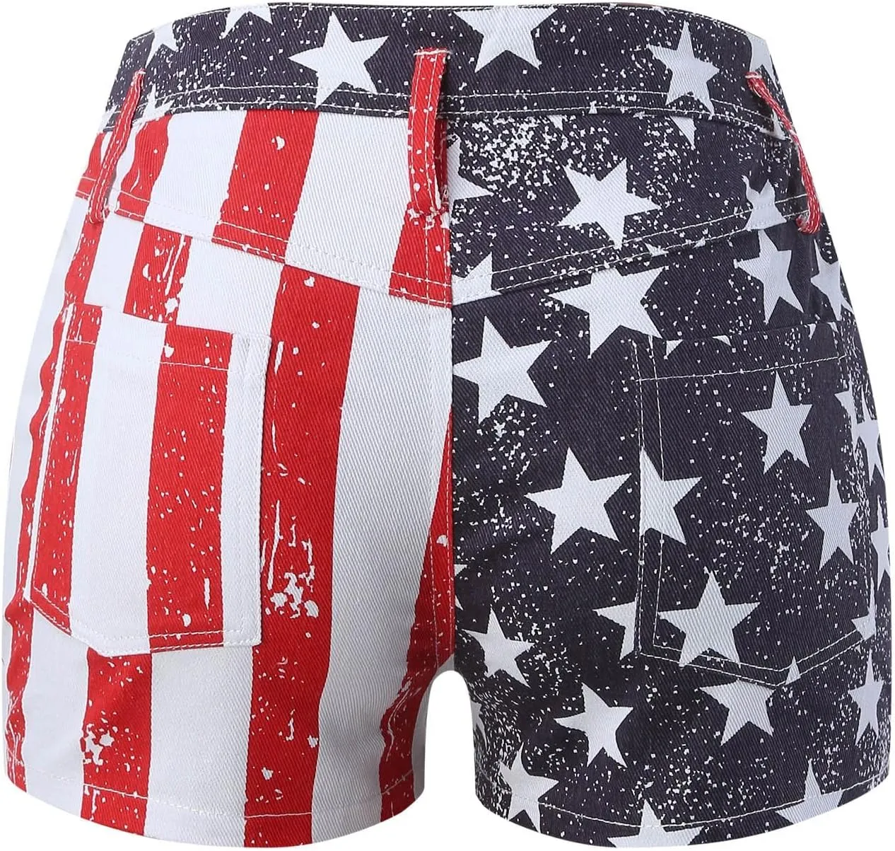Women's Ripped American Flag Printed Denim Shorts High Waisted Frayed Hem Casual Jeans Shorts Womens Bathing Suit