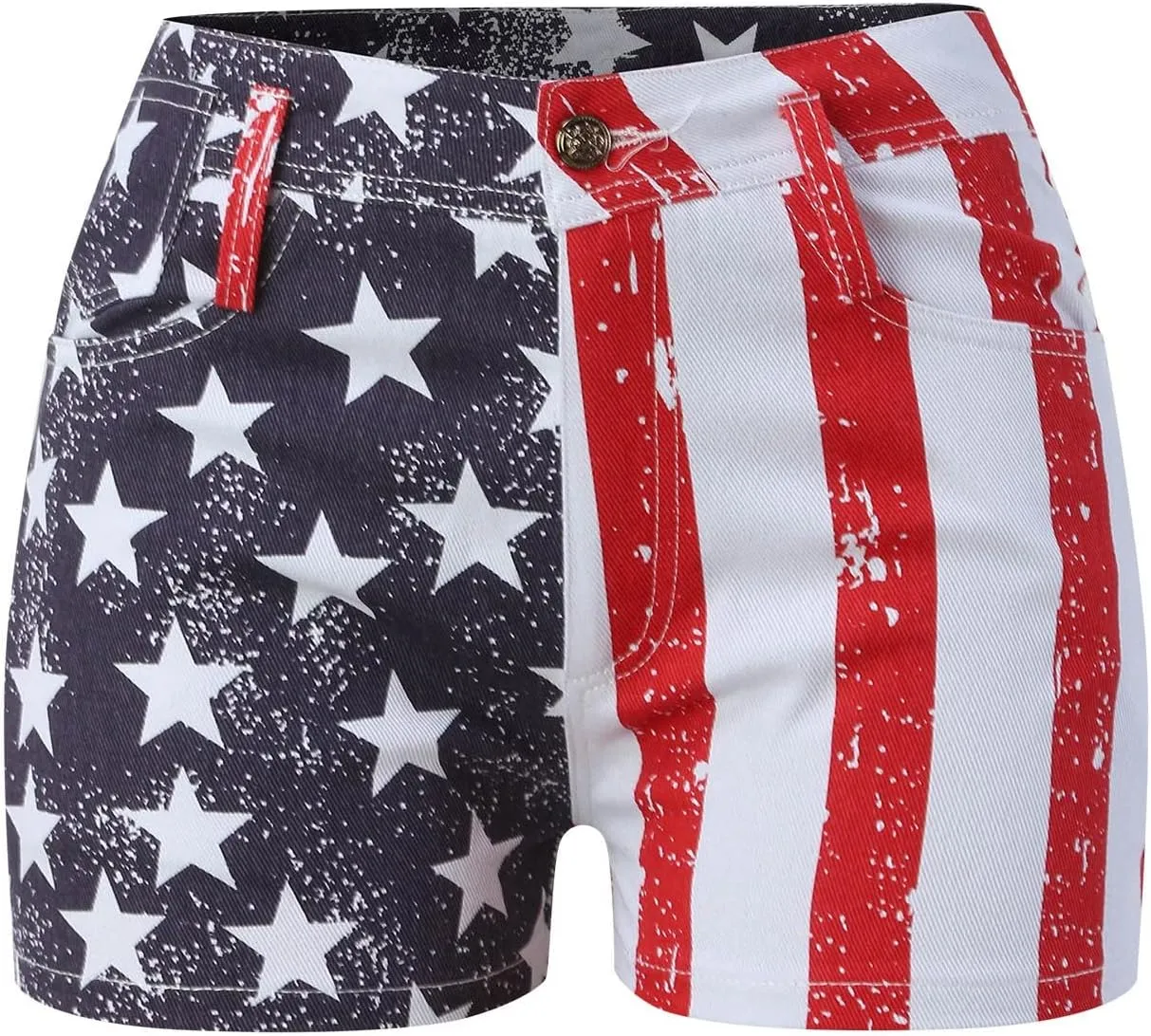 Women's Ripped American Flag Printed Denim Shorts High Waisted Frayed Hem Casual Jeans Shorts Womens Bathing Suit