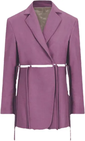 Women's Solid Bandage Notched Collar Long Sleeve Slim Fit Bodycon Sexy Office Blazers