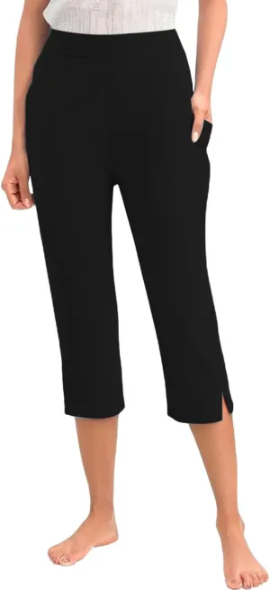Womens Stretchy Yoga Capris Straight Soft Workout Cropped Sweatpants High Waist Tummy Control Athletic Capri Leggings