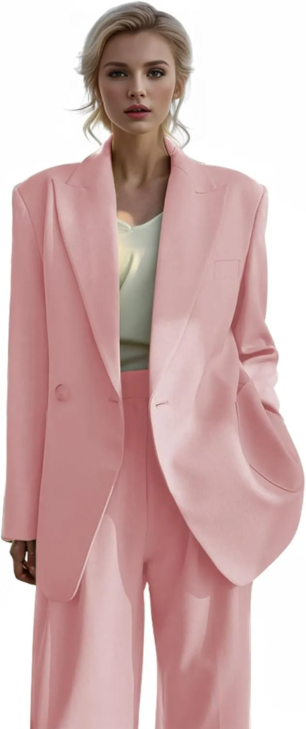 Womens Suits 2 Piece Set Loose Fit Pant Suits for Women Plus Size Business Women's Suiting Outfits