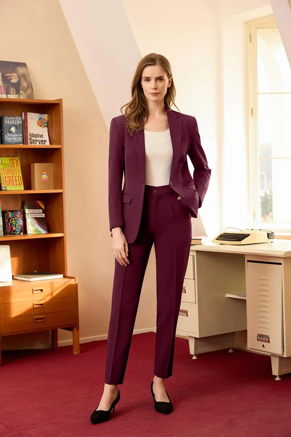 Women's Suits for Work Professional, Dressy Pant Suits for Women 2 Piece Outfits, Business Suit Set for Work