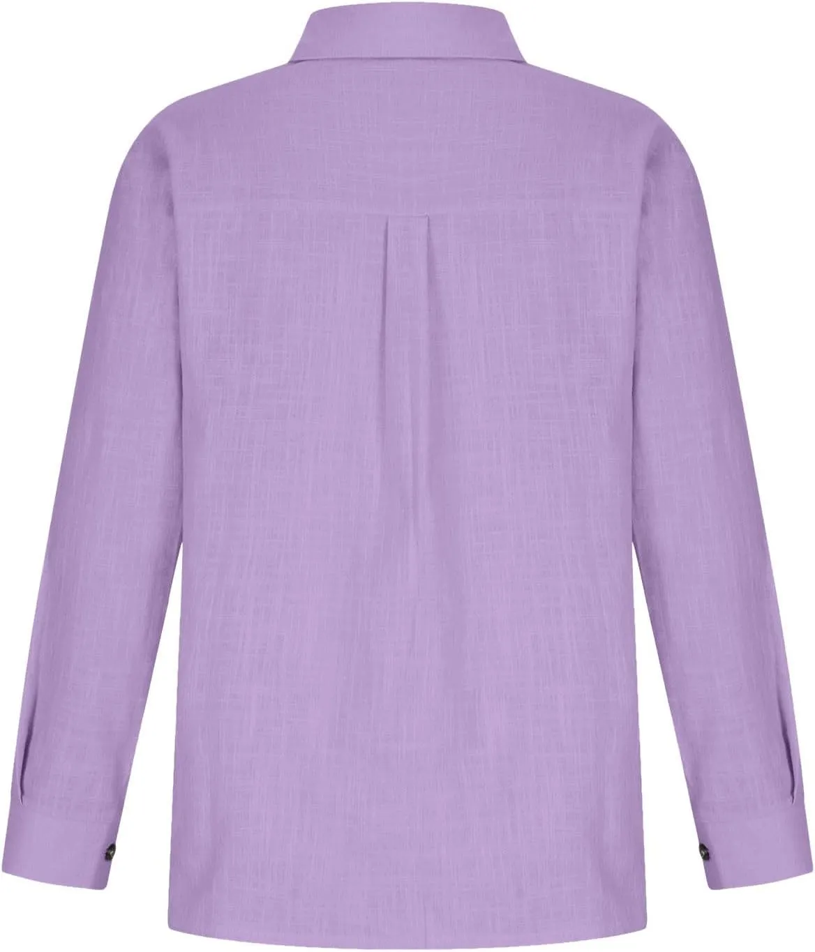 Women's Summer Cotton Linen Solid Lapel Button Down Shirt Fashion Long Sleeve Casual Work Office Blouse with Pocket