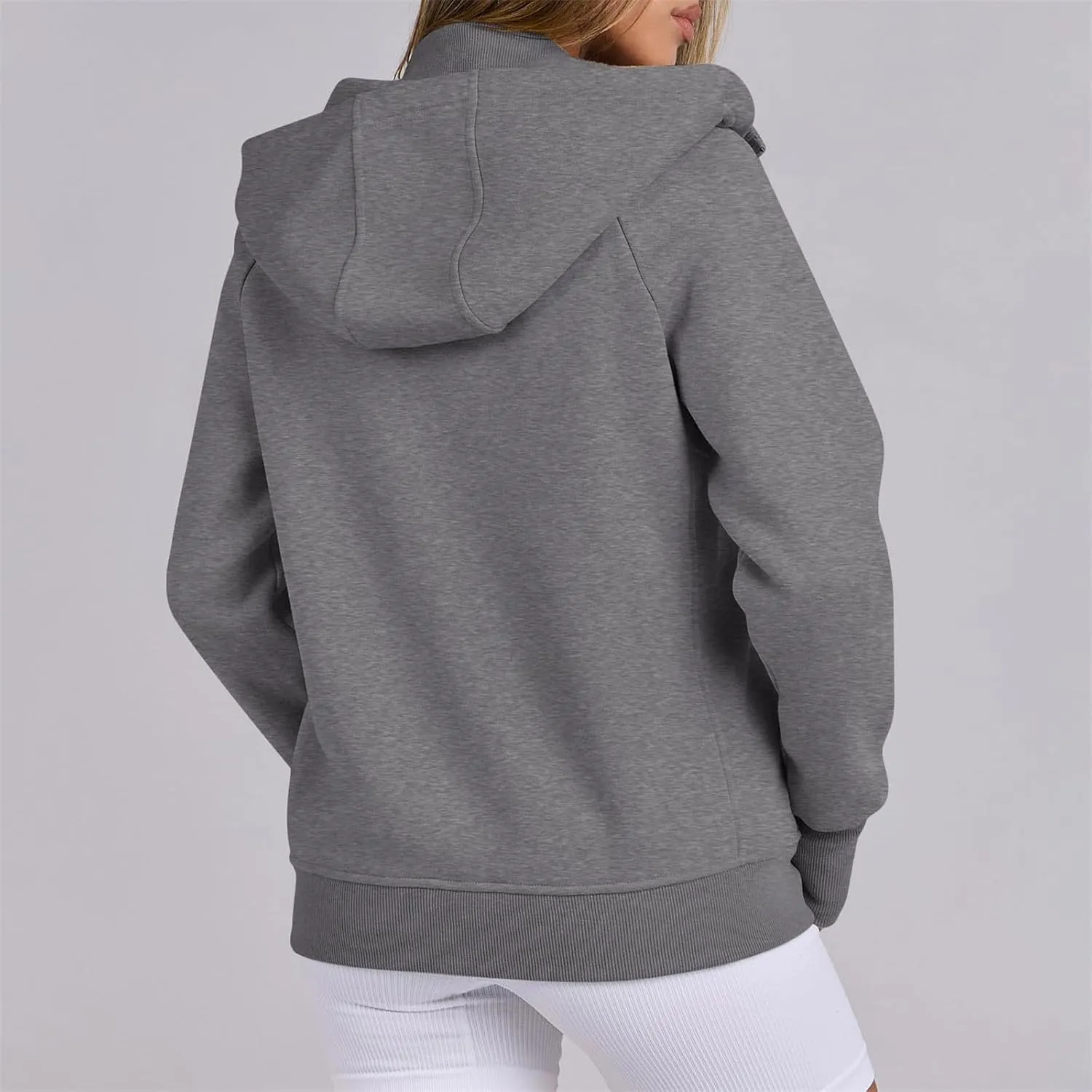 Womens Sweatshirt Full Zip Hoodies Fleece Pullover Fashion Fall Outfits Clothes Thumb Hole Long Sleeve Casual Jackets