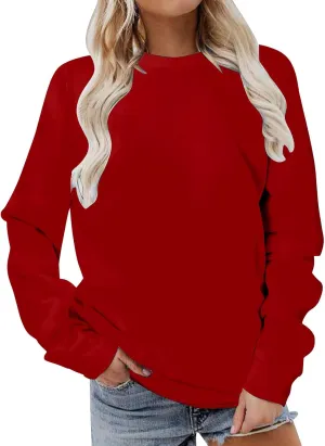 Womens Sweatshirts Long Sleeve Crew Neck Pullover Sweatshirt Casual Outfits Fall Clothes Loose Trendy Shirt 2025