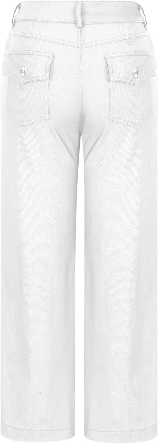 Women's Twill Suit Pants Fashion Casual High Waisted Straight-Leg Pants Classic Business Work Dress Pants Trousers