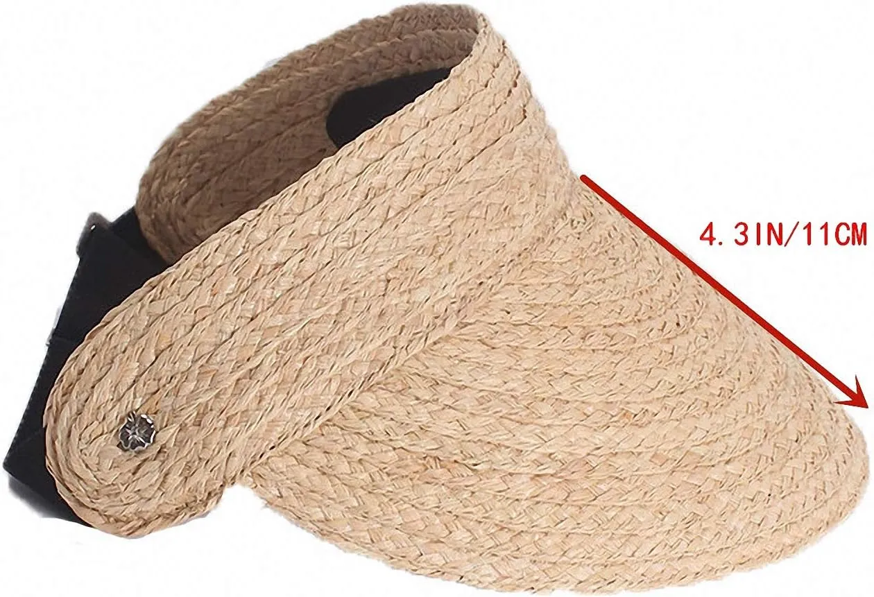Women's Wide Brim Braided Sun Hat UPF 50  Sun Protection Floppy Summer Beach Cap Lafite Straw Hat