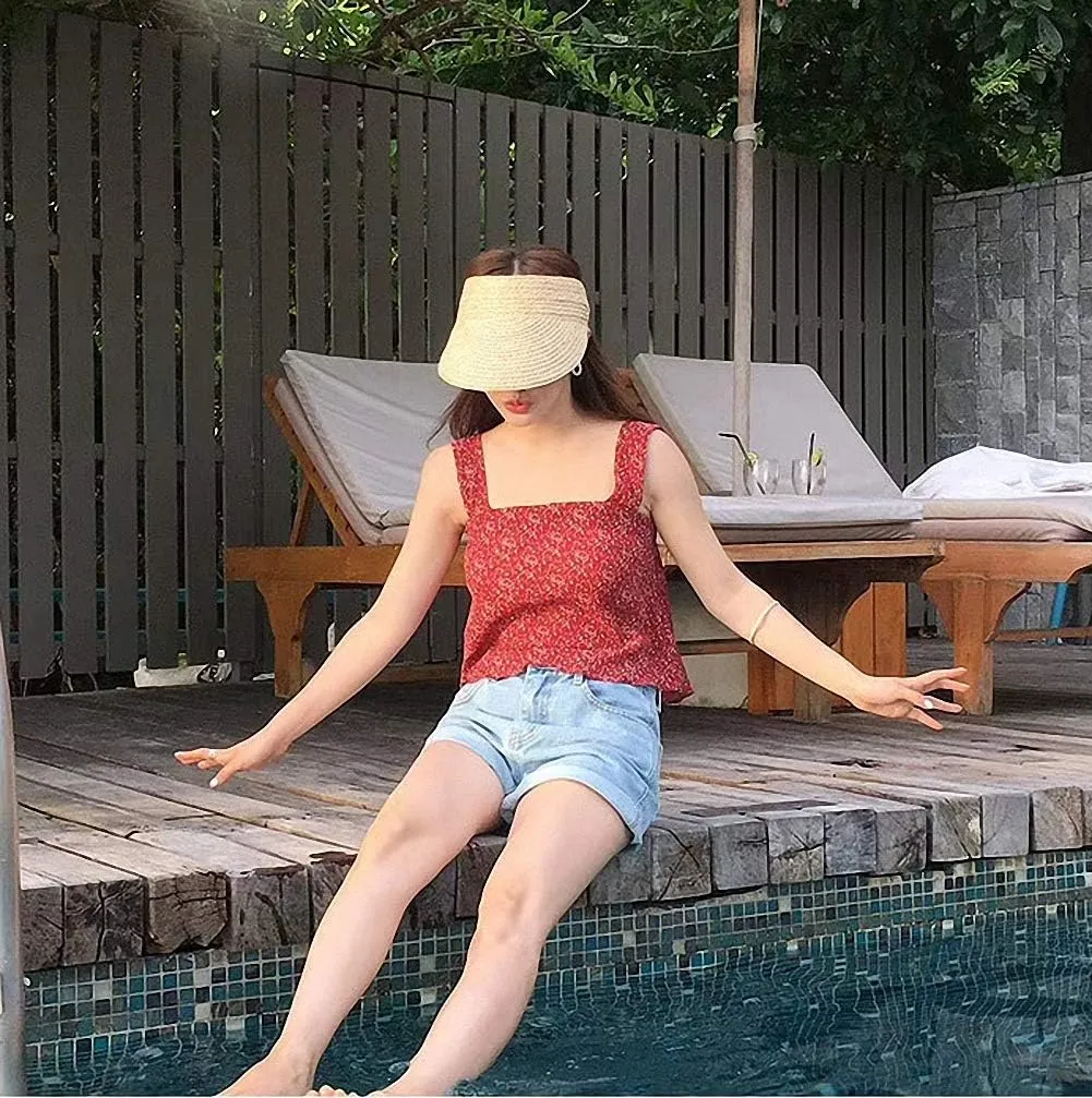 Women's Wide Brim Braided Sun Hat UPF 50  Sun Protection Floppy Summer Beach Cap Lafite Straw Hat