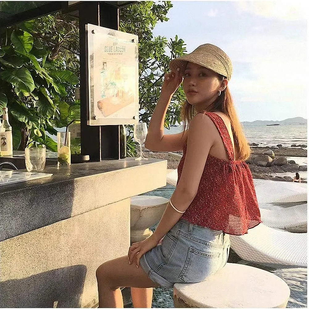 Women's Wide Brim Braided Sun Hat UPF 50  Sun Protection Floppy Summer Beach Cap Lafite Straw Hat