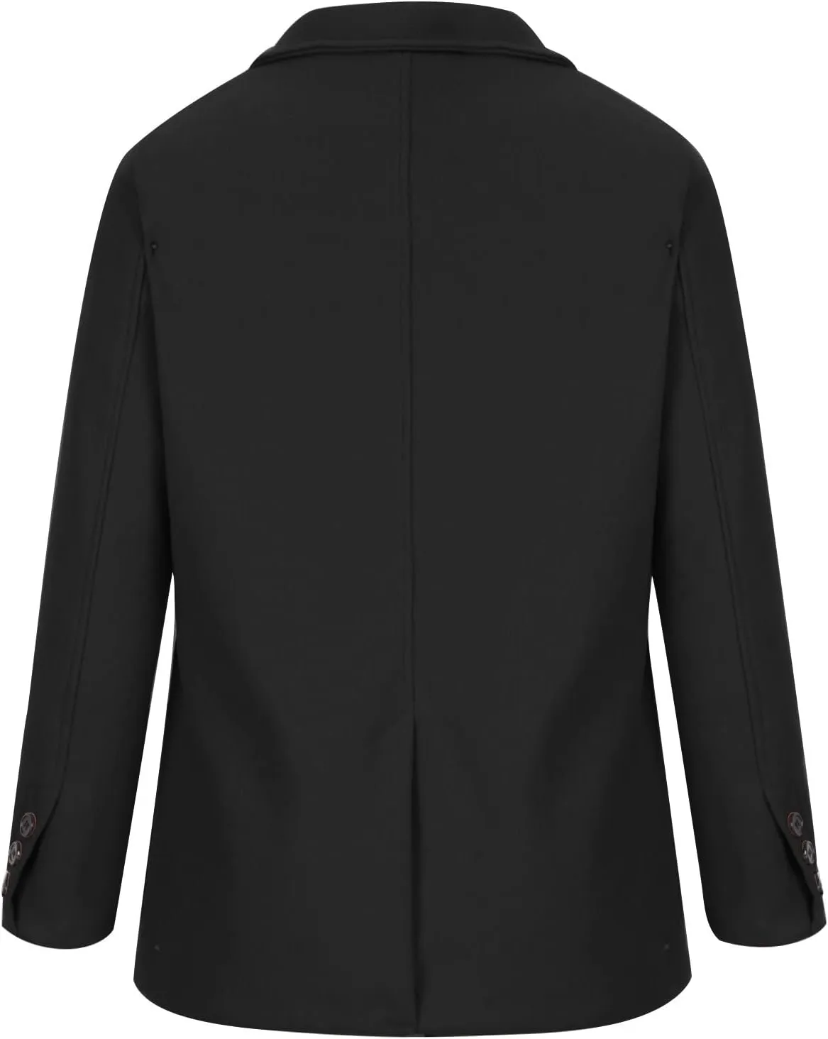 Women's Wool Blend Blazer Notch Lapel Two Button Suit Jacket Classic Fall Winter Trendy Dress Coats Outwear