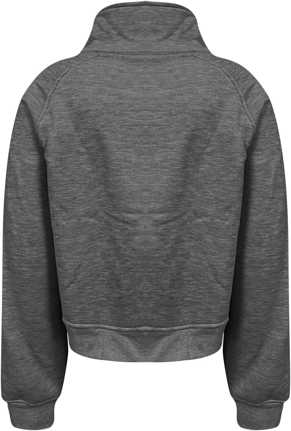 Womens Zip Up Sweatshirt with Thumb Hole Fleece Stand Collar Cropped Jacket with Pocket Casual Long Sleeve Fall Coat