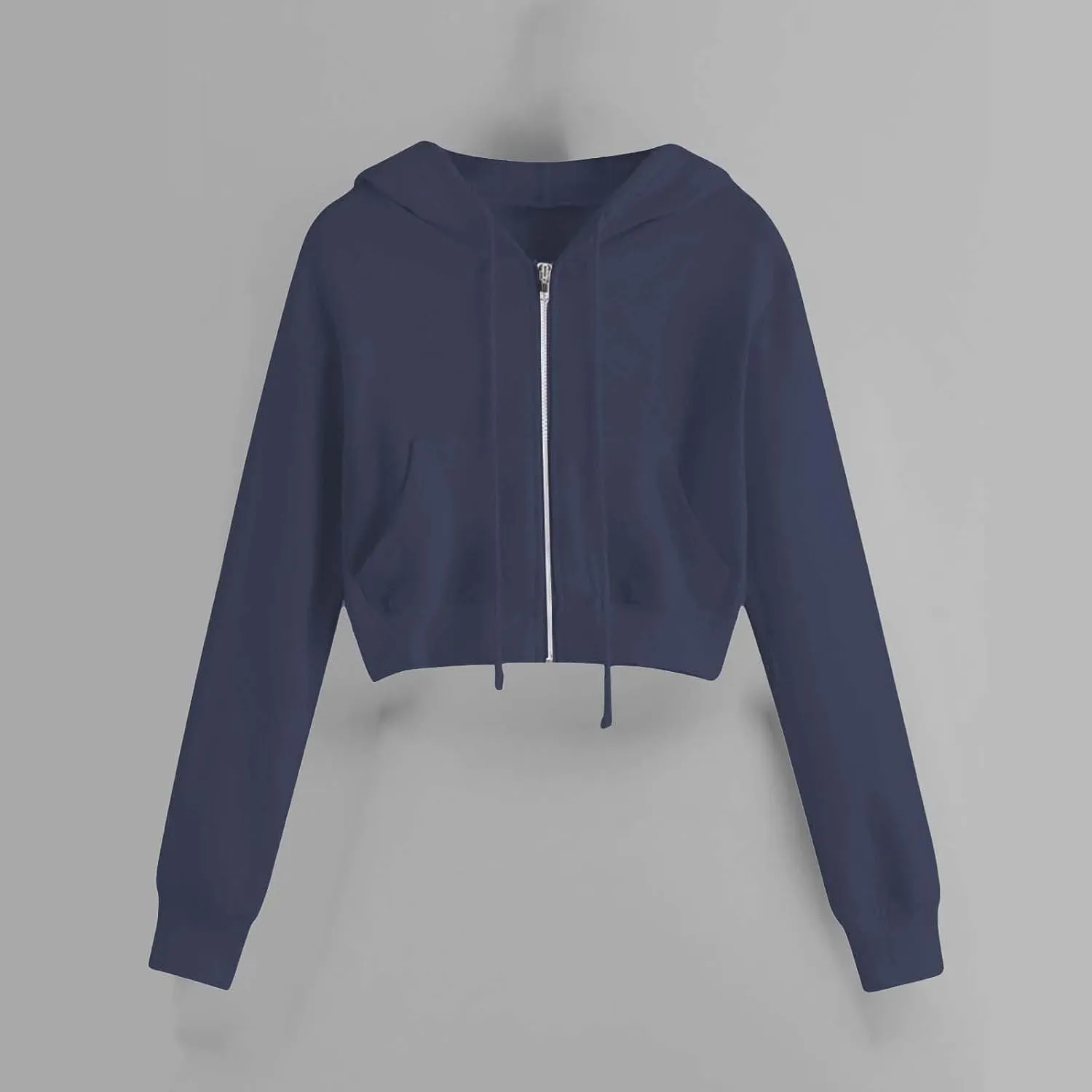 Zip Up Hoodie Women 2024 Long Sleeve Cropped Sweatshirts for Teen Girls Y2K Jacket with Pockets Fall Fashion Clothes