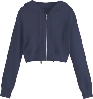 Zip Up Hoodie Women 2024 Long Sleeve Cropped Sweatshirts for Teen Girls Y2K Jacket with Pockets Fall Fashion Clothes