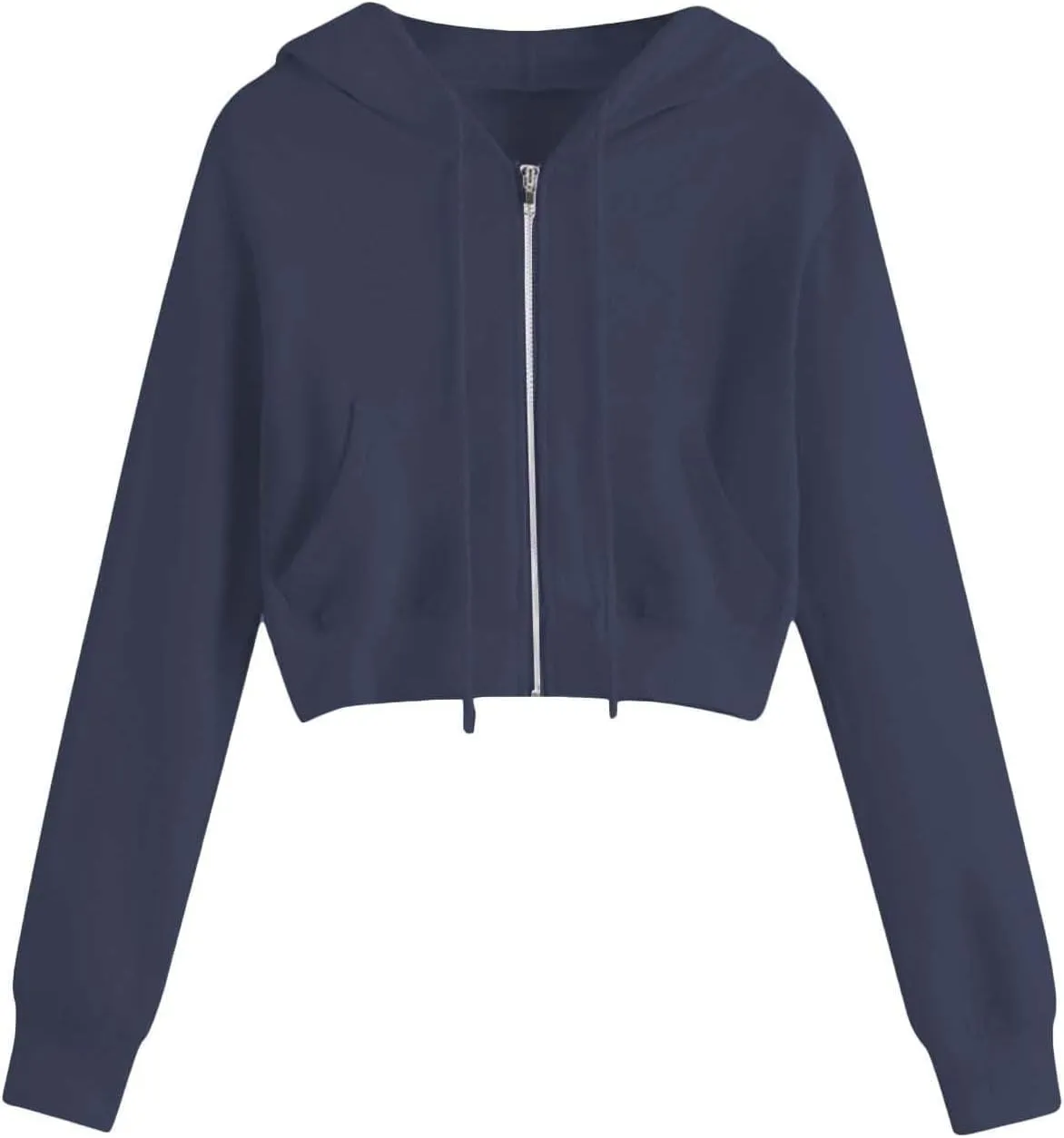 Zip Up Hoodie Women 2024 Long Sleeve Cropped Sweatshirts for Teen Girls Y2K Jacket with Pockets Fall Fashion Clothes