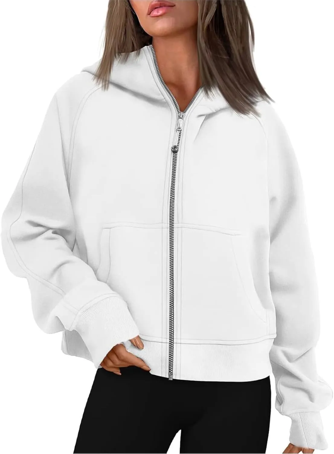 Zip Up Sweatshirts Womens Hoodies Cropped Fleece Jackets Casual Long Sleeve Top Fall Outfits Fashion Y2K Clothes 2024